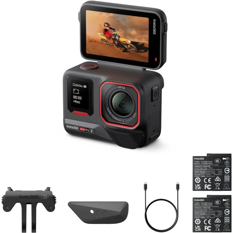 Câmara Desportiva Digital Insta360 Ace Pro 2 Pack 2 Pilhas / 8K / 180° Ângulo de Visão / Preto