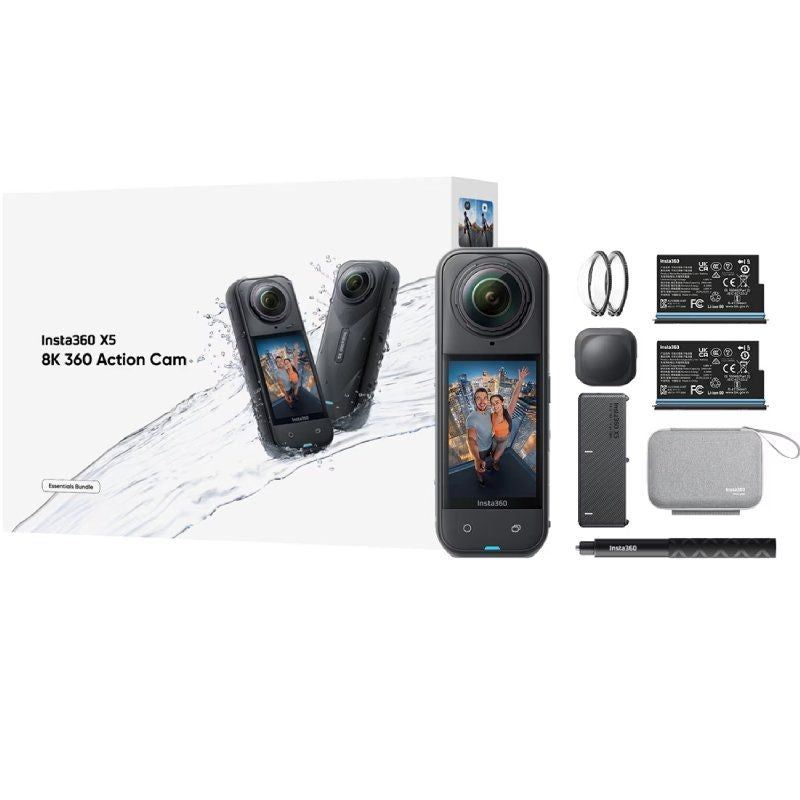 Kit de Câmaras Digitais Desportivas Insta360 X5 Essential / 8K / Ângulo de Visão de 360° / Preto