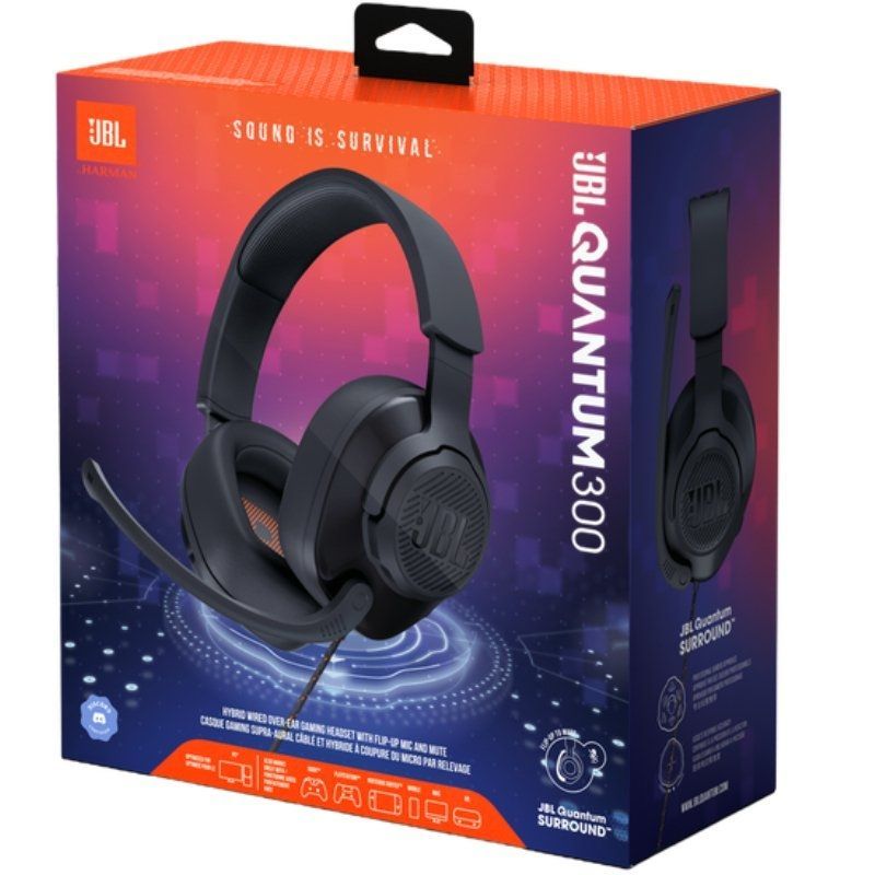Auscultadores para Jogos JBL Quantum 300 com Microfone / Jack 3.5 / Preto