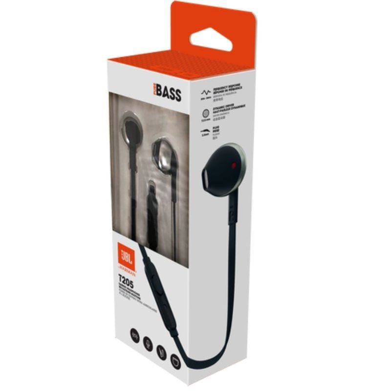 Auscultadores Intra-auriculares JBL Tune 205 / com Microfone / Jack 3.5 / Preto