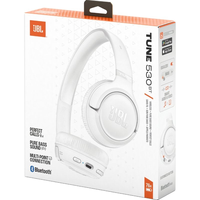 Auscultadores sem Fios JBL Tune 530BT / com Microfone / Bluetooth / Brancos