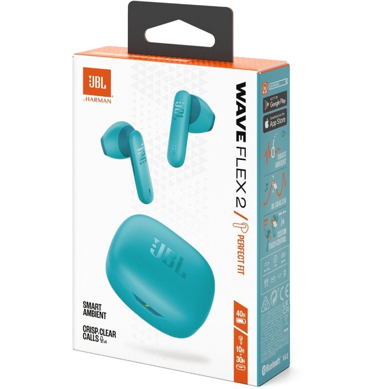 Auscultadores JBL Wave Flex Bluetooth com Estojo de Carregamento / Autonomia 10h / Azul