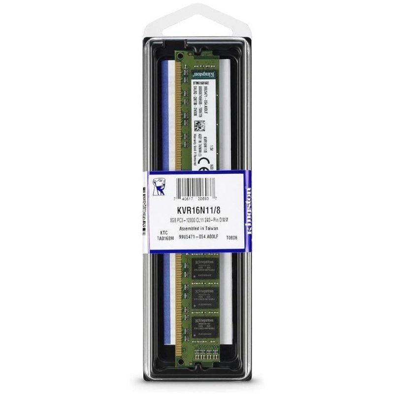 Kingston Valueram RAM 8GB / DDR3 / 1600mhz / 1.5v / CL11 / DIMM