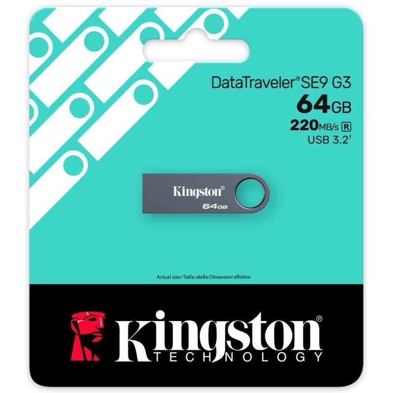 Unidade Flash USB 3.2 Kingston Datatraveler SE9 G3 USB 3.2 de 64 GB