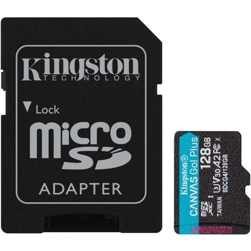 Cartão de Memória Kingston CANVAS Go! Plus 128GB Microsd XC com Adaptador / Classe 10 / 200mbs