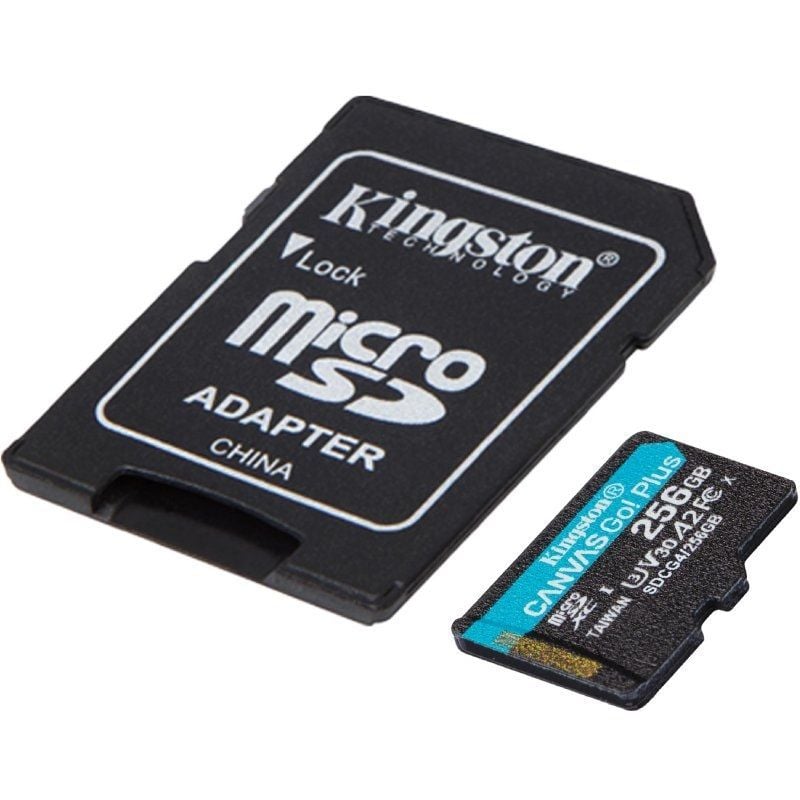 Cartão de Memória Kingston CANVAS Go! Plus 256GB Microsd XC com Adaptador / Classe 10 / 200mbs