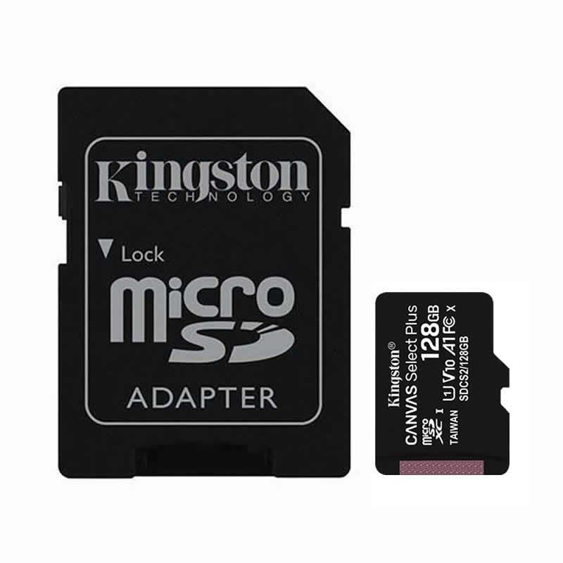 Cartão de Memória Kingston CANVAS Select Plus 128GB Microsd XC com Adaptador / Classe 10 / 100mbs