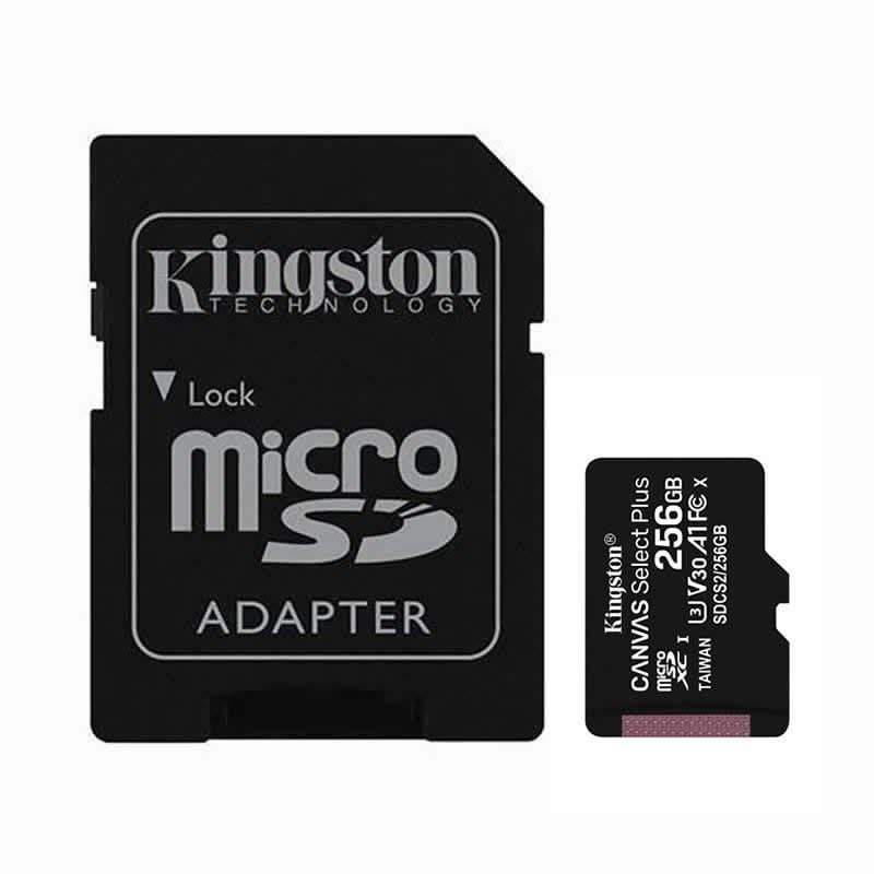 Cartão de Memória Kingston CANVAS Select Plus 256GB Microsd XC com Adaptador / Classe 10 / 100mbs