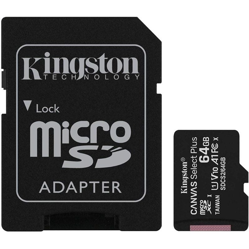 Cartão de Memória Kingston CANVAS Select Plus 64GB Microsd XC com Adaptador / Classe 10 / 100mbs