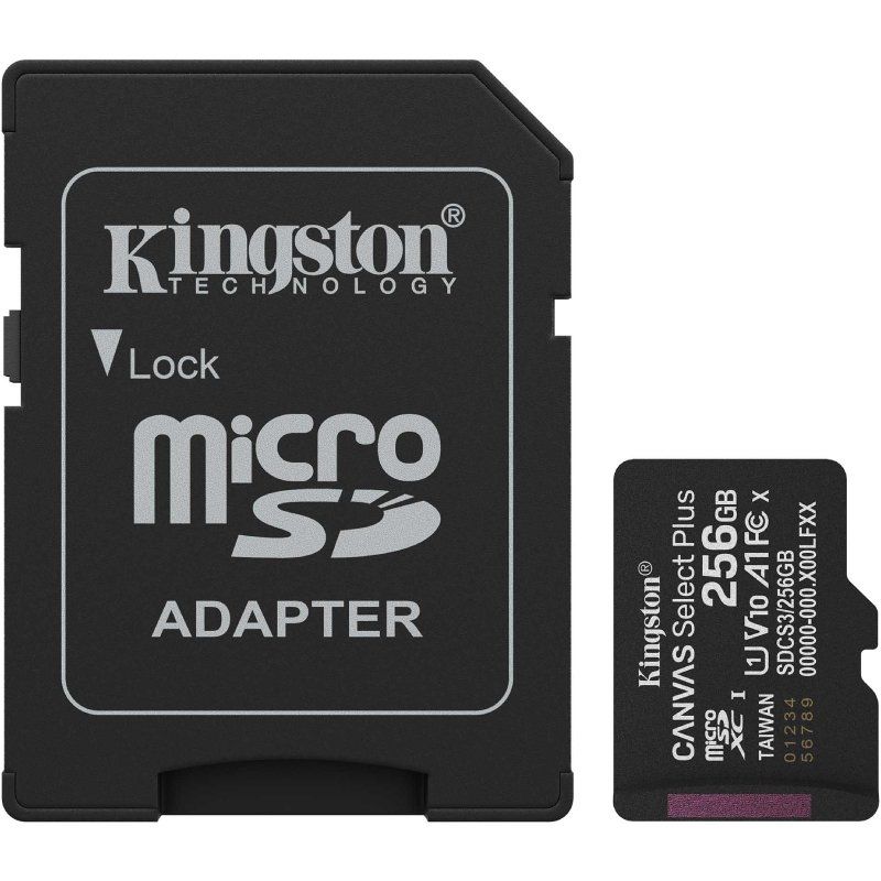 Cartão de Memória Kingston CANVAS Select Plus 256GB Microsd XC com Adaptador / Classe 10 / 150mbs