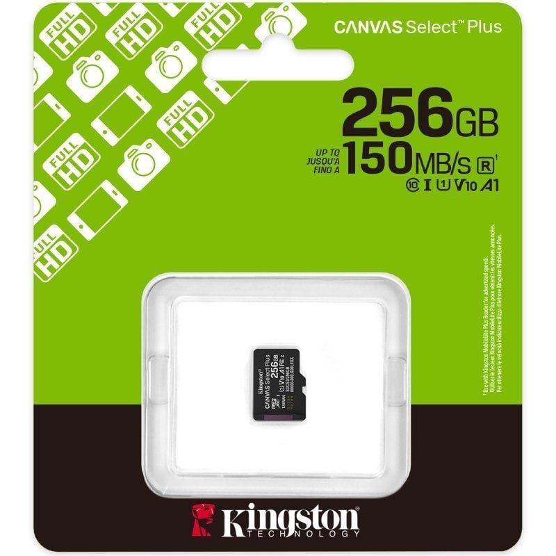 Cartão de Memória Microsd XC Kingston CANVAS Select Plus 256GB / Classe 10 / 150mbs