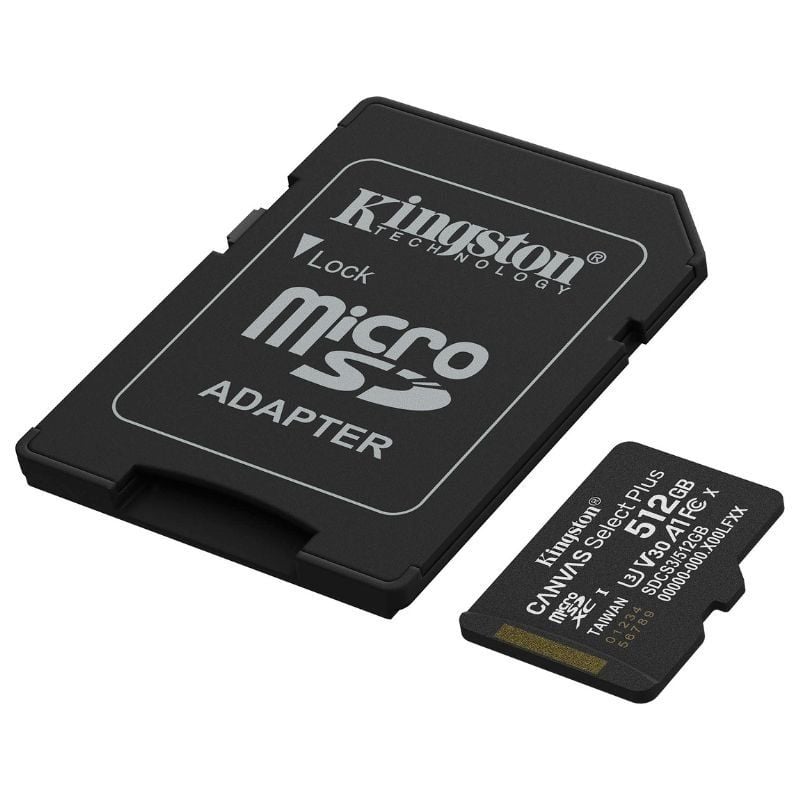 Cartão de Memória Microsd XC Kingston CANVAS Select Plus 512GB com Adaptador / Classe 10 / 150mbs