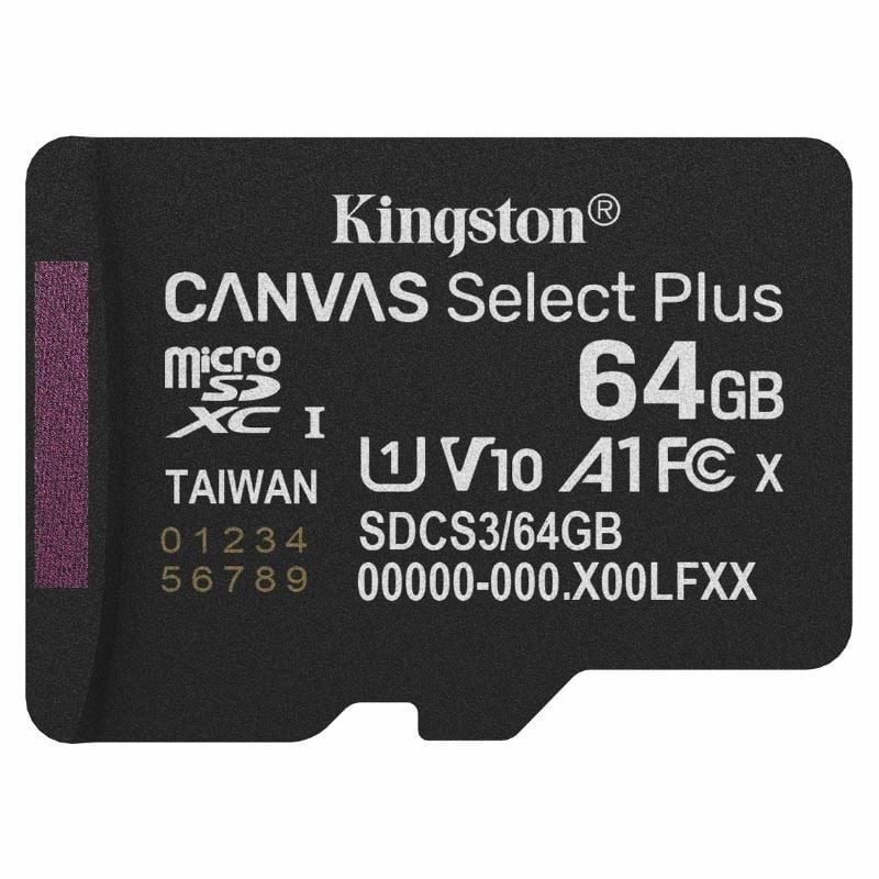 Cartão de Memória Kingston CANVAS Select Plus 64GB Microsd XC / Classe 10 / 100mbs
