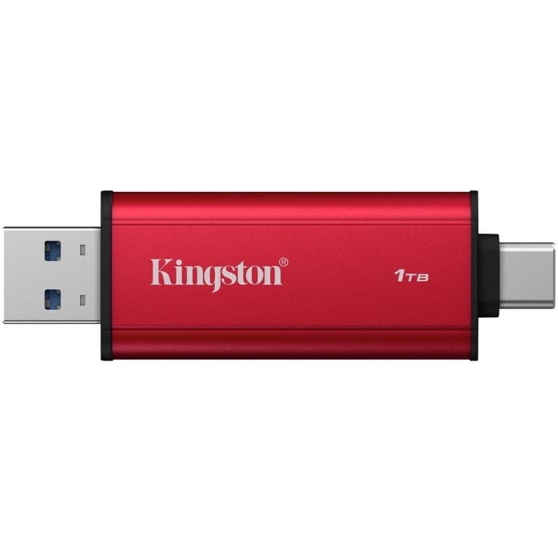 SSD Externo Kingston Dual Portable SSD 1TB / USB Tipo C e USB 3.2 / Vermelho