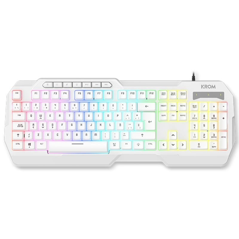 Pack Gaming Krom Kenta / Teclado RGB + Rato + Tapete de Rato + Auricular + Auricular / Branco