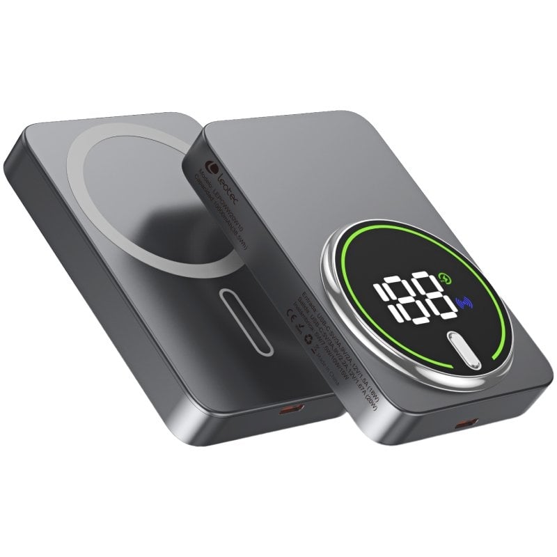 Powerbank 10000mah Leotec LEPOWW20W10G / 20W / sem Fios / Cinzento / Inclui Cabo USB Tipo C