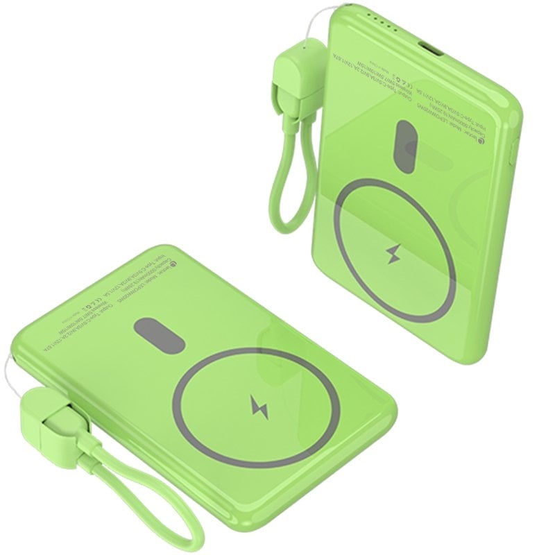 Powerbank 5000mah Leotec LEPOWW20W5G / 20W / sem Fios / Verde / Inclui Cabo USB Tipo C