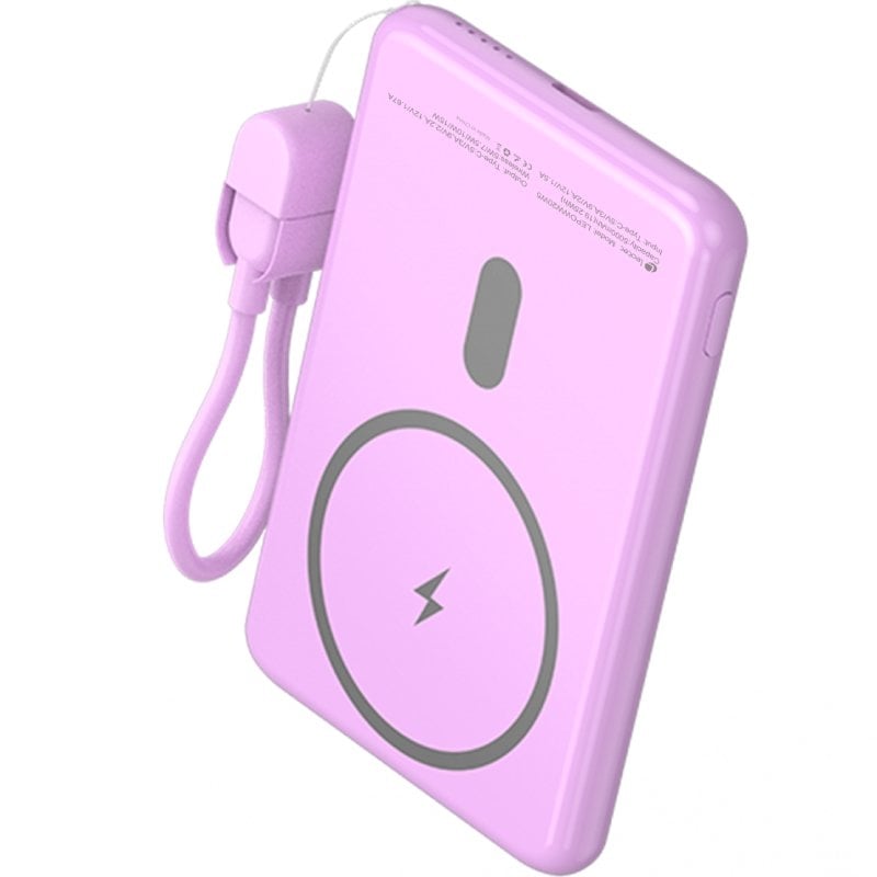 Powerbank 5000mah Leotec LEPOWW20W5P / 20W / sem Fios / Roxo / Inclui Cabo USB Tipo C