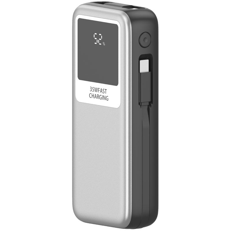 Powerbank 10000mah Leotec LEPOW35W10S / 35W / Prata e Cinzento / Inclui Cabo USB Tipo C e Cabo Ligh…
