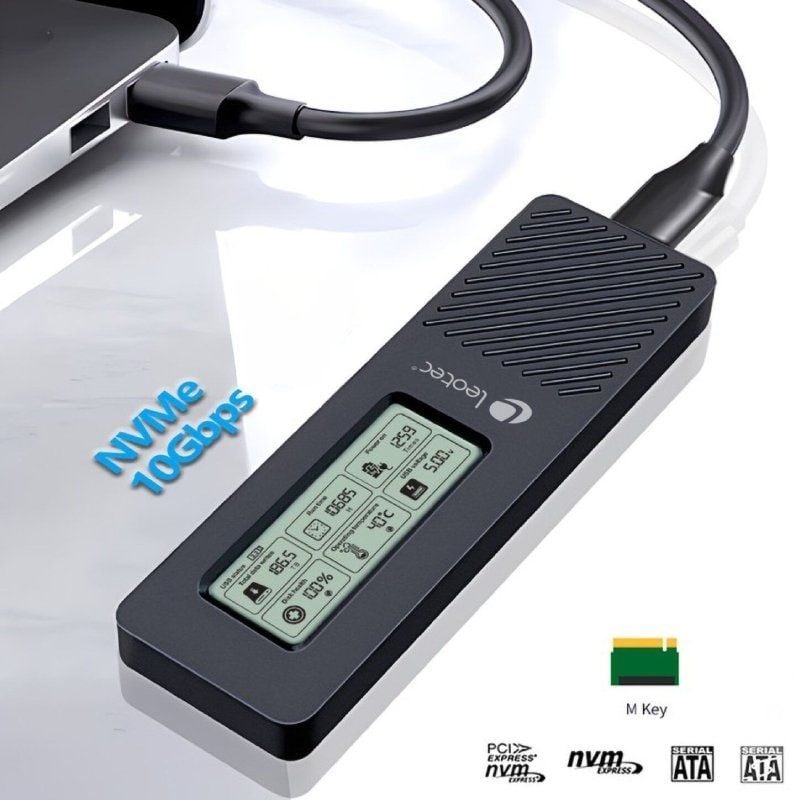 Leotec LEM2EXT01 Caixa Externa para SSD M.2 NVME / USB 3.2 / com Ecrã LCD