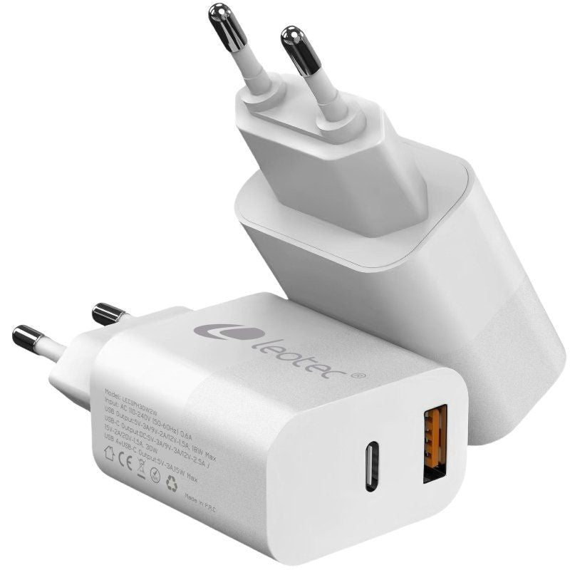 Carregador de Parede Leotec LECSPH20W2W2 / 1xusb Type-c / 1xusb / 20W