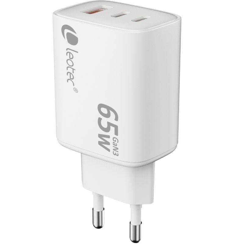 Carregador de Parede Leotec LECSPH65W3W2 Gan / 2xusb Tipo C / 1xusb / 65W