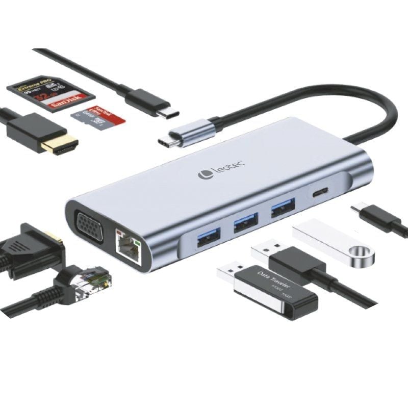 Base de Ligação USB Tipo C Leotec LEDS01 / 3xusb / 2xusb Tipo C / 1xusb Tipo C PD / 1xhdmi 4K / 1xv…