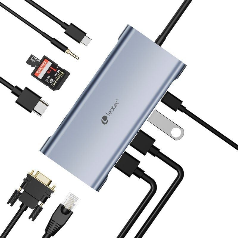 Base de Ligação USB Tipo C Leotec LEDS01 / 3xusb / 2xusb Tipo C / 1xusb Tipo C PD / 1xhdmi 4K / 1xv…