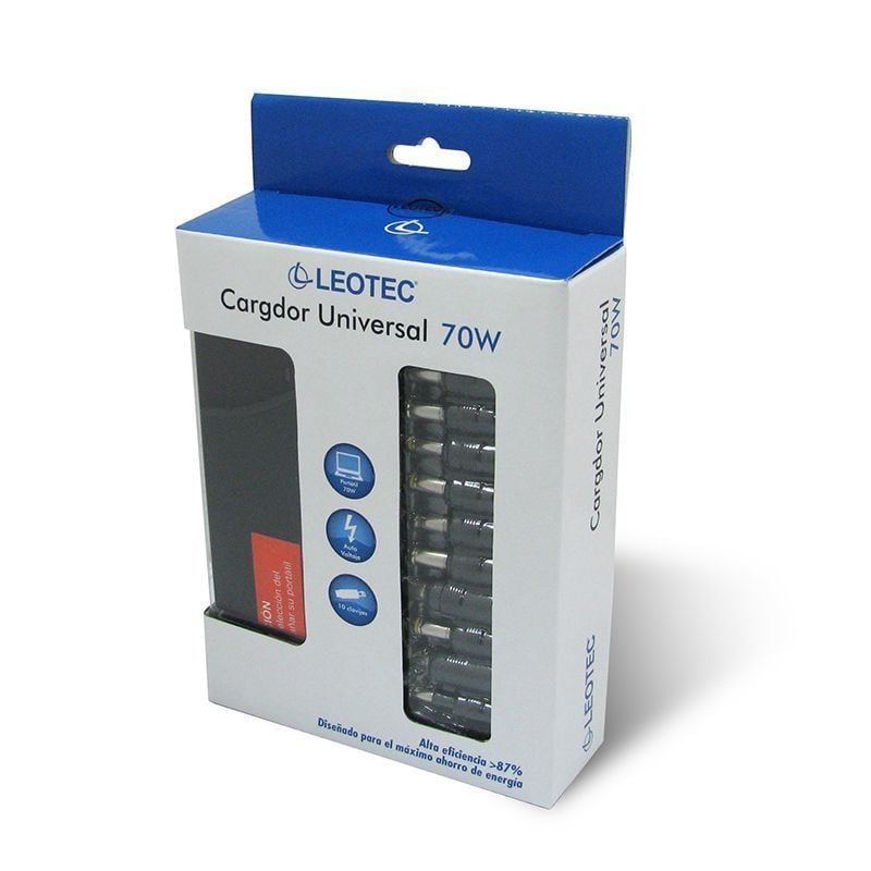 Carregador para Portátil Leotec / 70W / Automático / 10 Conectores / Tensão 15-20v