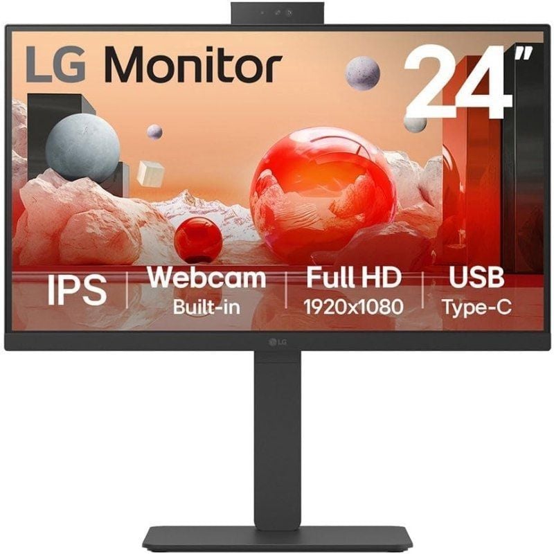 Monitor Profissional LG 24ba850-b 23,8" / Full HD / Webcam / Multimédia / Preto