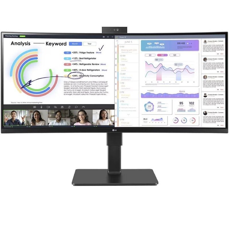 LG 34bq77qc-b 34" / WQHD / Webcam / Multimédia / Ajustável em Altura / Monitor LCD Profissional Ult…