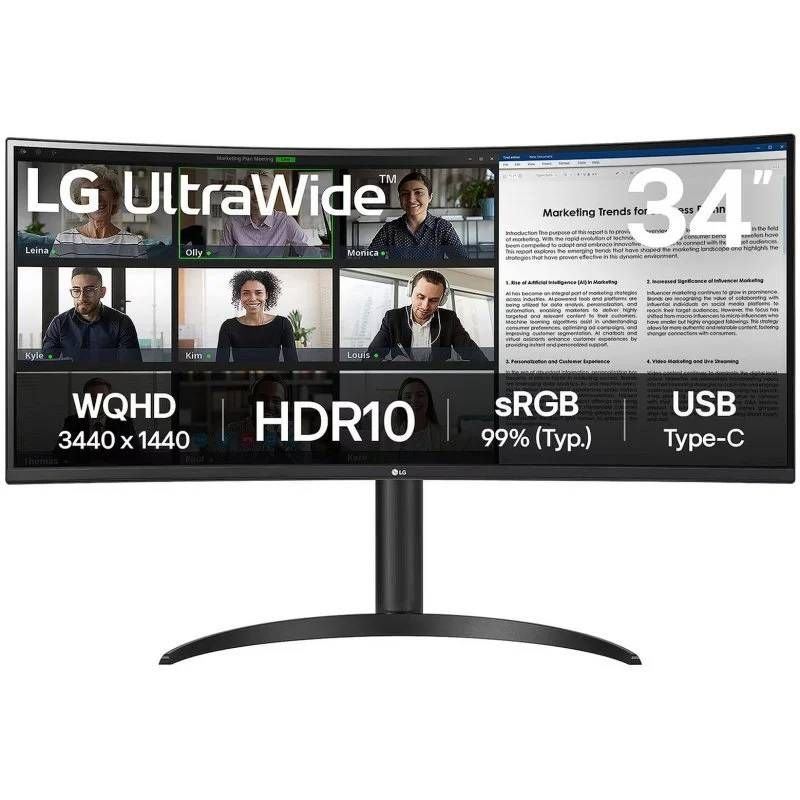 LG 34wr55qk-b 34" / WQHD / Ajustável em Altura / Preto Monitor Profissional Ultra Largo Curvo 34wr5…