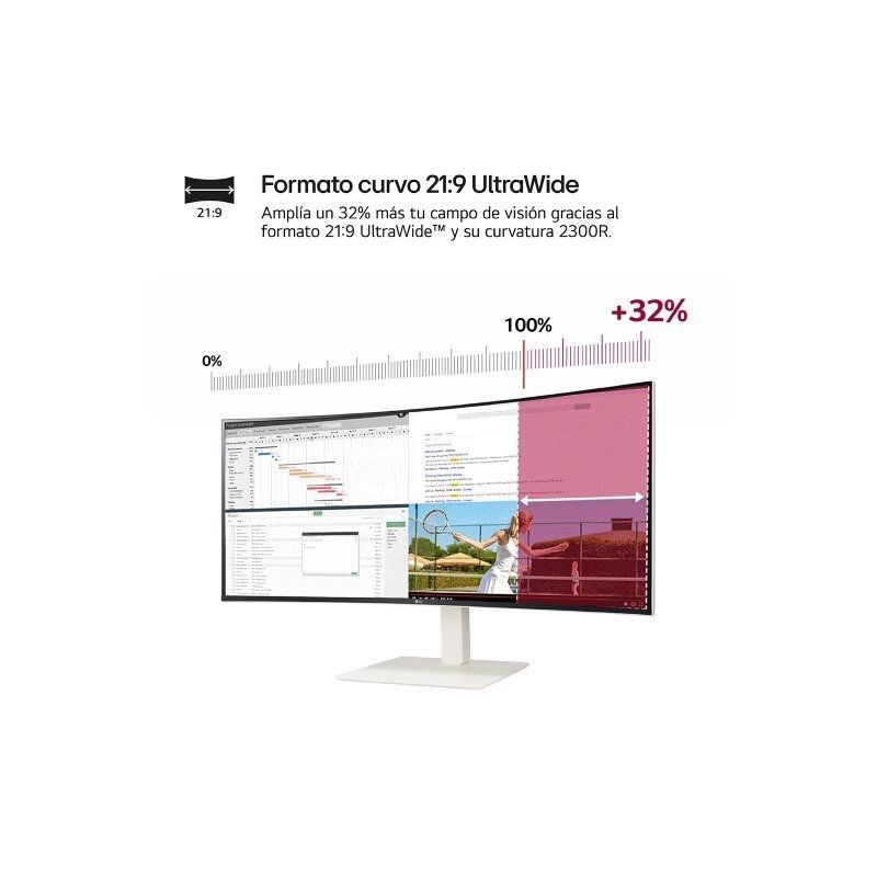 LG Ultrawide 38wr85qc-w 37,5" / Wqhd+ / Multimédia / Branco Monitor Profissional Curvo Ultra Largo…