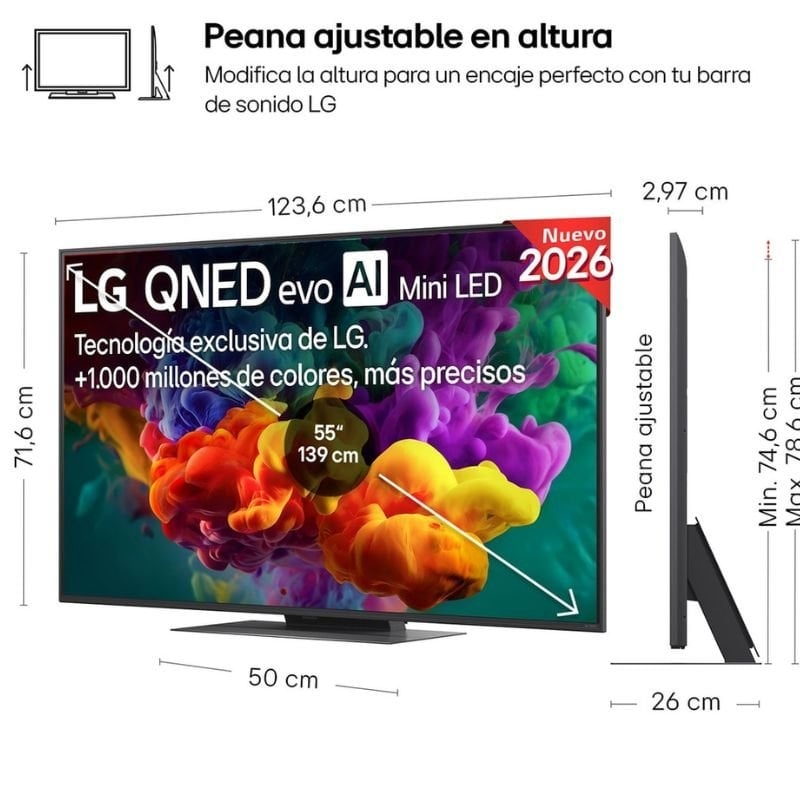 LG QNED Evo AI QNED87 Mini TV LED 55QNED87B6A 55" / Ultra HD 4K / Smart TV / Wifi