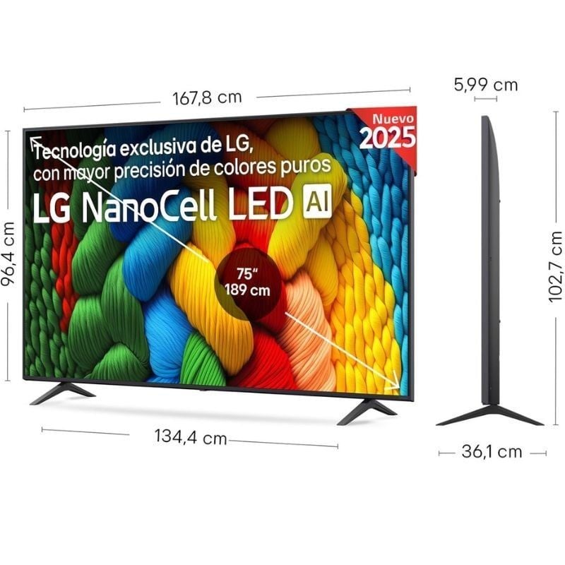 LG Nanocell 75NANO80A6B TV 75" / Ultra HD 4K / Smart TV / Wifi