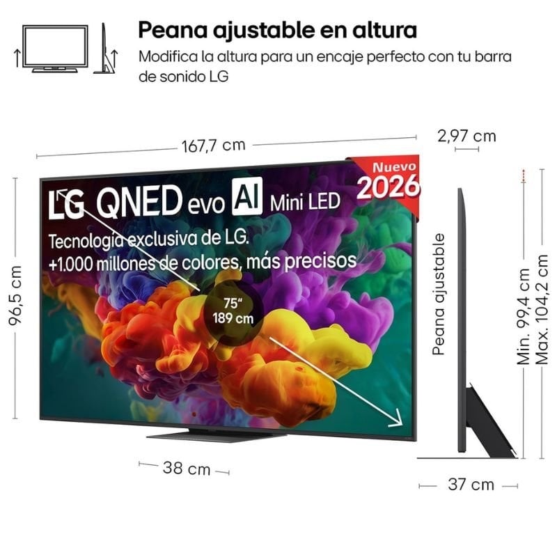 LG QNED Evo AI QNED87 Mini TV LED 75QNED87B6A 75" / Ultra HD 4K / Smart TV / Wifi