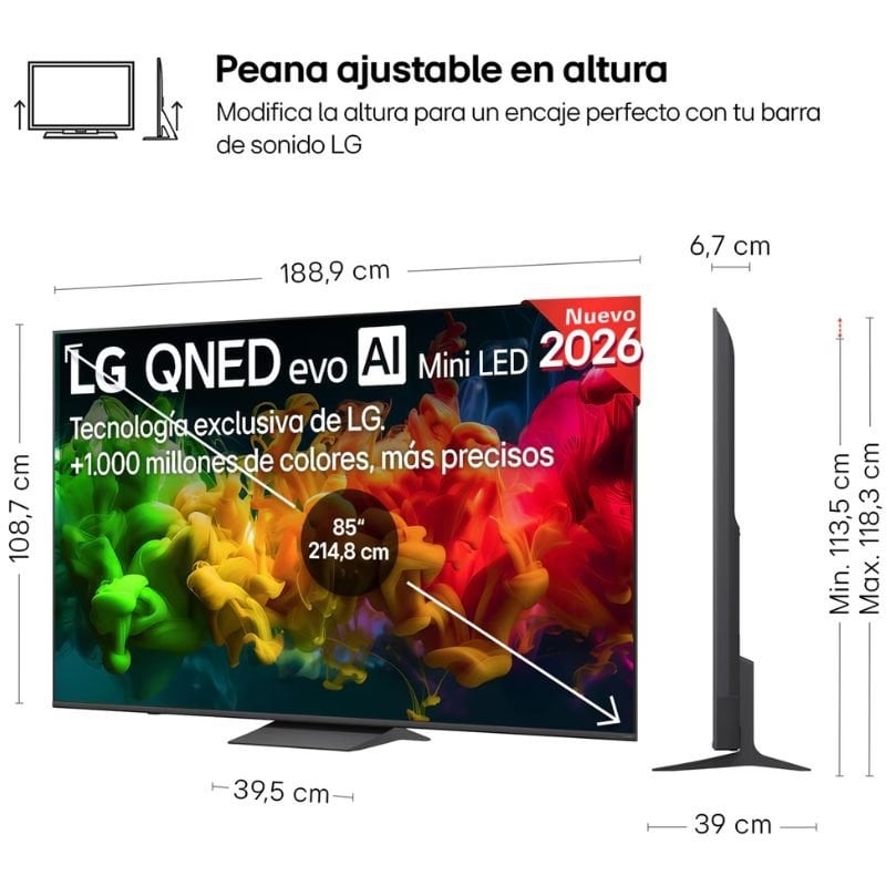 Televisor LG QNED Evo AI QNED83B Mini LED 85QNED8EB3A 85" / Ultra HD 4K / Smart TV / Wi-fi