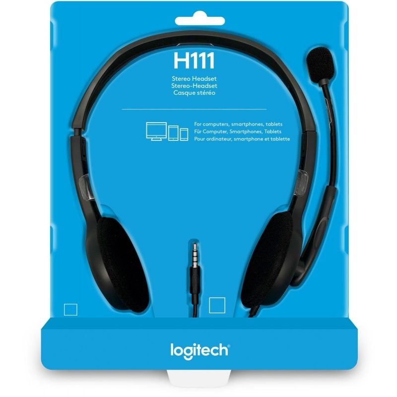 Logitech H111 Auscultadores / com Microfone / Jack 3.5 / Preto