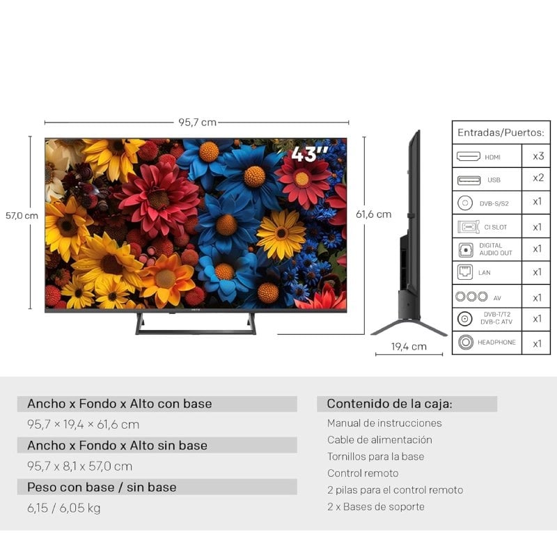 Metz Qled+ TV 43MQF7500Z 43" / Ultra HD 4K / Smart TV / Wifi