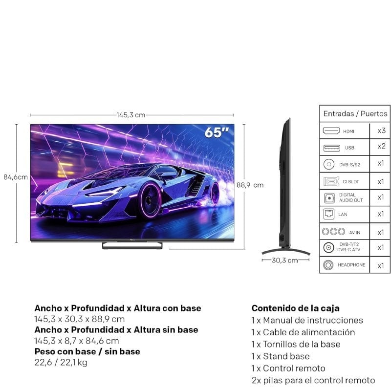 Metz Qled-miniled 65MNE8000Z TV 65" / Ultra HD 4K / Smart TV / Wifi