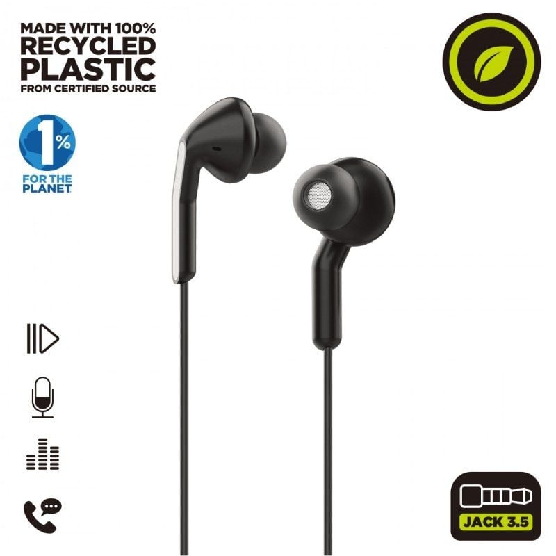 Muvit For Change Auscultadores Intra-auriculares MCHPH0004 / com Microfone / Jack 3.5 / Preto