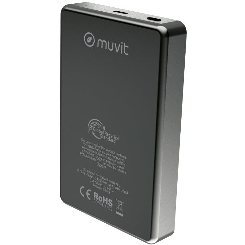 Powerbank 10000mah Muvit For Change MCCHP0010 / 20W / sem Fios / Preto / Inclui Cabo USB Tipo C