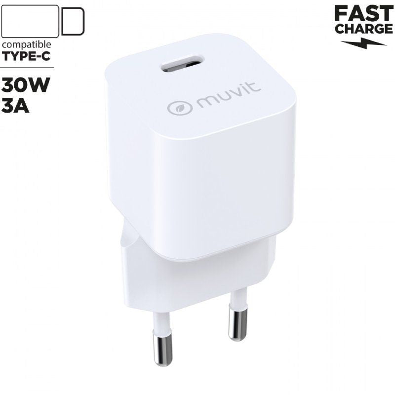 Carregador de Parede Muvit For Change MCACC0047 / 1xusb Type-c / 30W