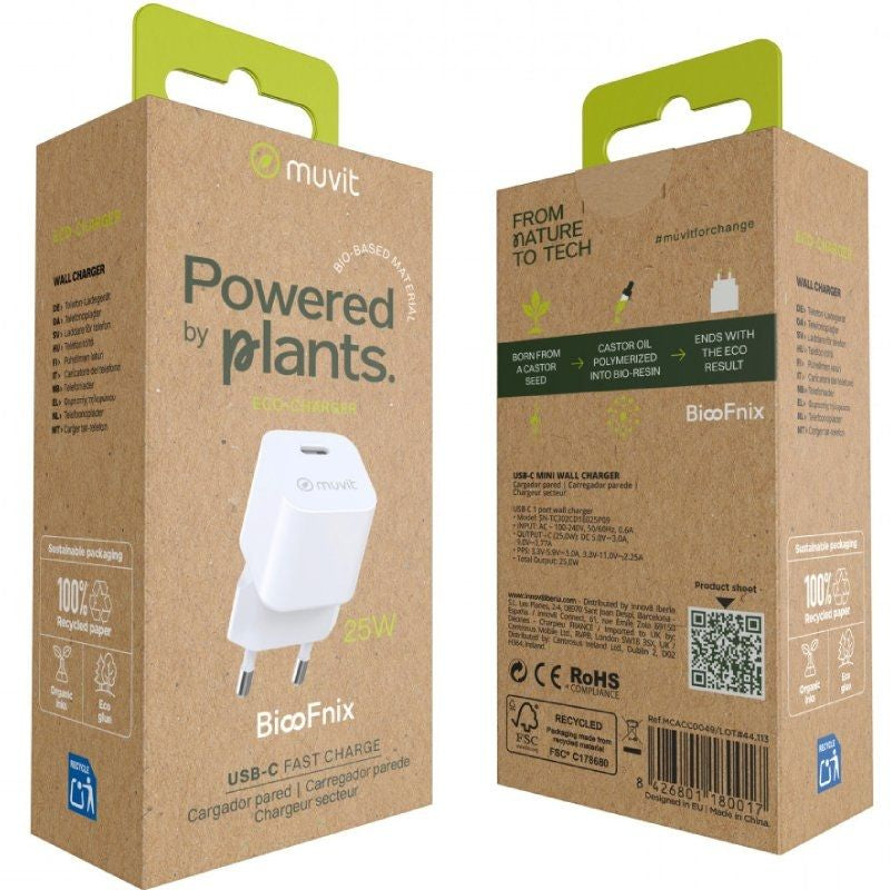 Carregador de Parede Muvit For Change MCACC0049 / 1xusb Type-c / 25W