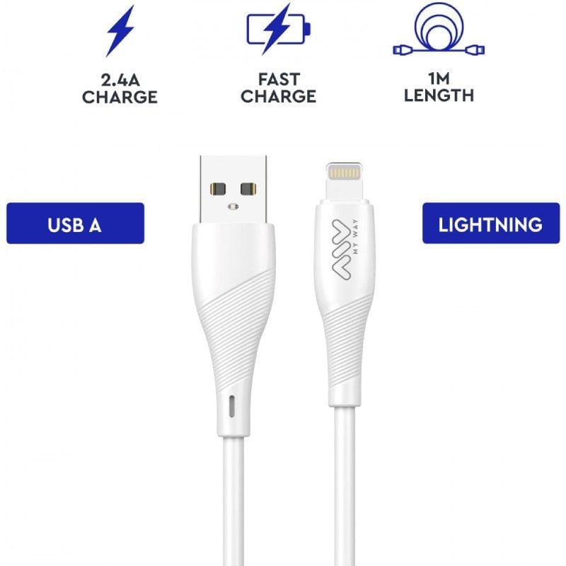 Cabo Myway USB 2.0 Lightning MWUSC0021 / Macho USB - Macho Lightning / 1m / Branco