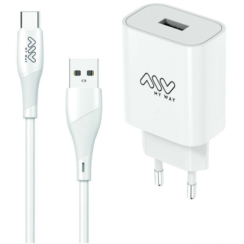Carregador de Parede Myway MYWEPAK0002 / 1xusb + Cabo USB Tipo C / 15W