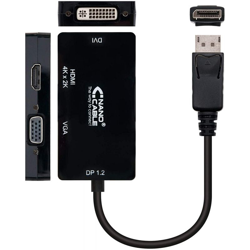 Nanocable 10.16.3301-bk / Cabo Conversor Displayport Macho - VGA Fêmea / DVI Fêmea / HDMI Fêmea