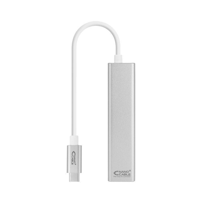 Concentrador USB Tipo C Nanocable 10.03.0404 / 3xusb / 1xrj45 / Cinzento