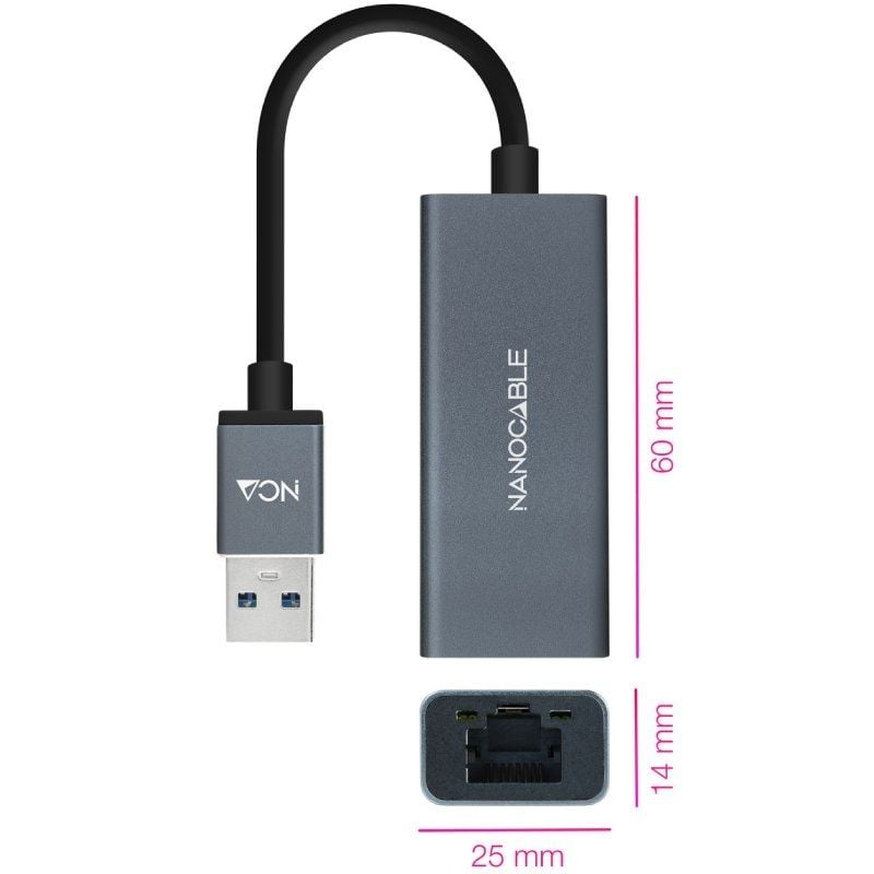 Adaptador USB 3.0 - RJ45 Nanocable 10.03.0405 / 1000mbps