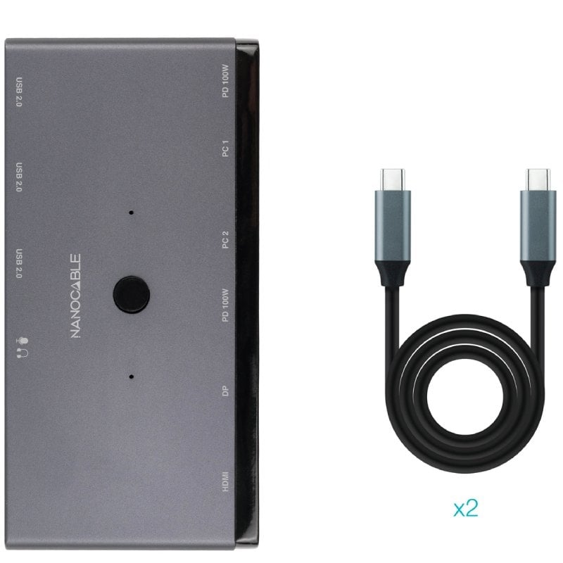 Switch Nanocable 8K 10.12.0003 / 1x HDMI / 1x Displayport / 3x USB / 2x USB Tipo C / 1x Tomada de 3…